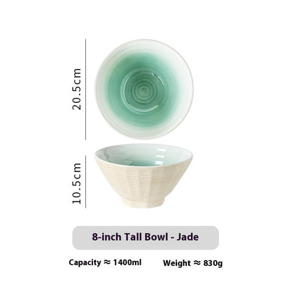 Premium Retro Kiln Baked Household Ceramic Large Ramen Bowl
