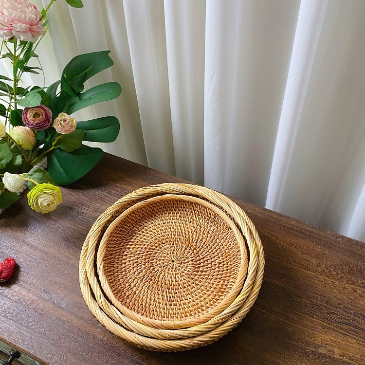 Modern Bamboo Basket Coffee Fruit Plate
