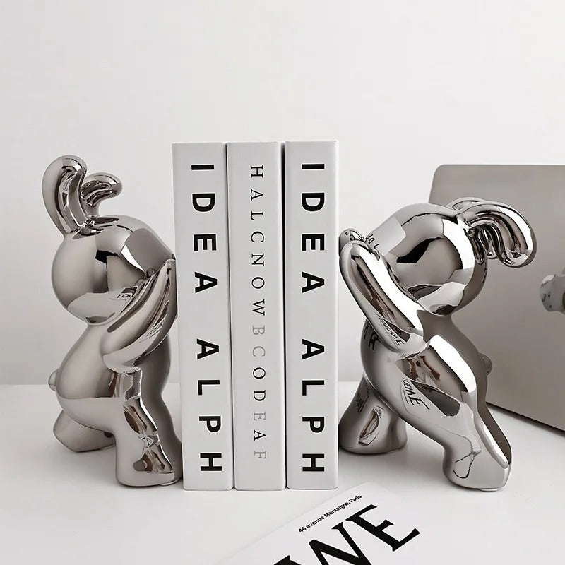 Veloria Designer Ceramic Rabbit Bookend – Cute Style Porcelain Decoration