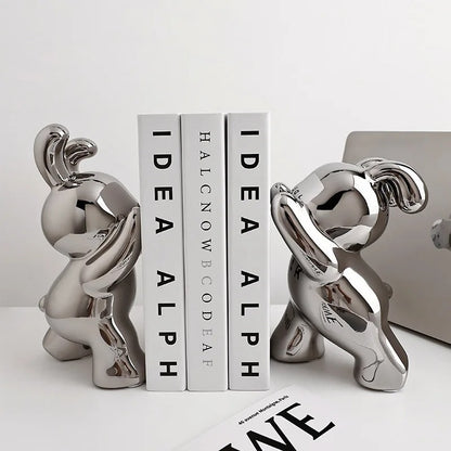 Veloria Designer Ceramic Rabbit Bookend – Cute Style Porcelain Decoration