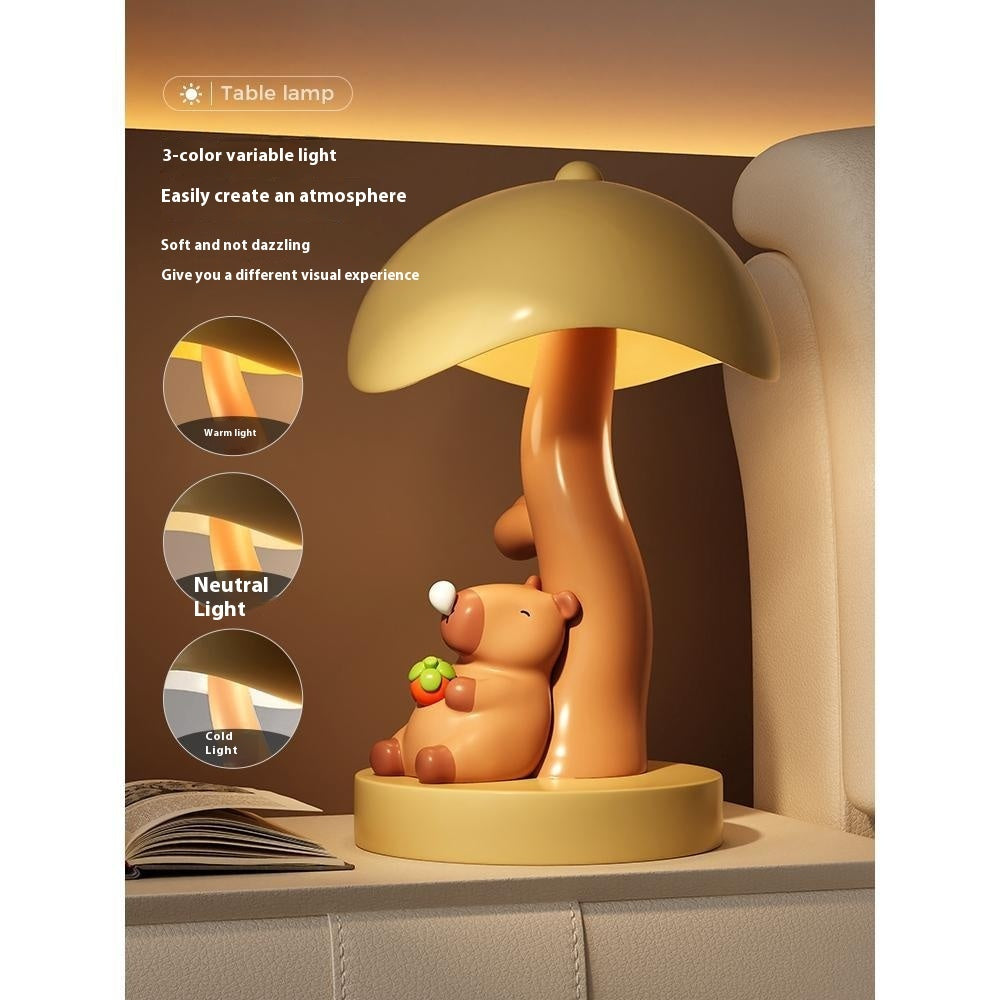 Capabala Cute Khaki Resin Table Lamp – Handmade Bedroom & Desktop Decorative Ornament