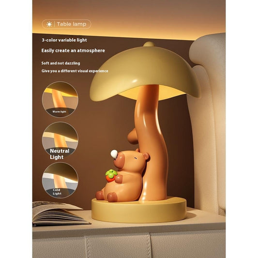 Capabala Cute Khaki Resin Table Lamp – Handmade Bedroom & Desktop Decorative Ornament