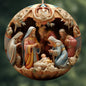 FableWood Luxury Wooden Pendant – 3D Sheared Human & Baby Figures, 7.6×7.6×0.4cm