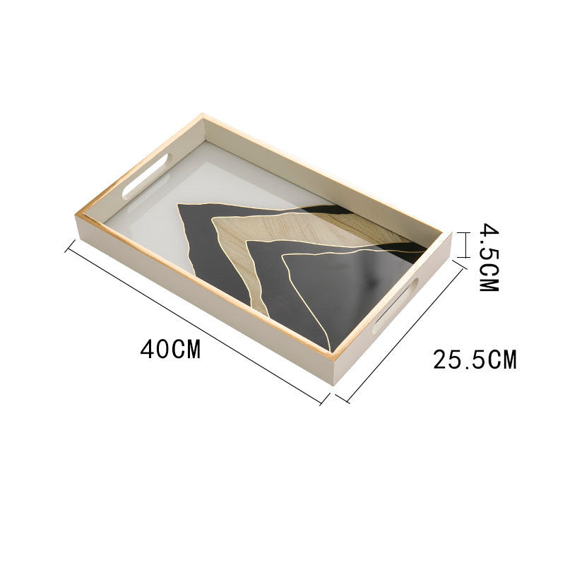 LuxeCraft Agate Stone Pattern Glass Tray – Handmade Decorative Wood & Glass Tray