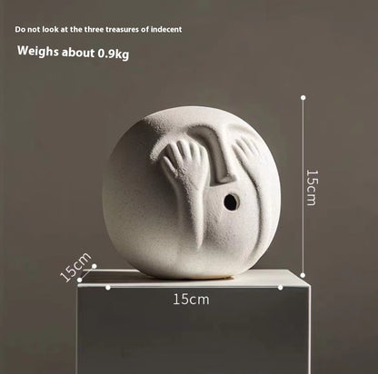 Liora Sanbao Resin Collection – Luxury Modern Table Ornaments with Three Wise Figures & Expression Boxes
