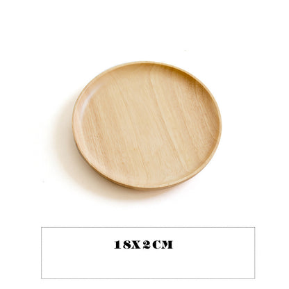 RoundWood Japanese-Style Wooden Tray – Natural Multi-Purpose Serving Tray