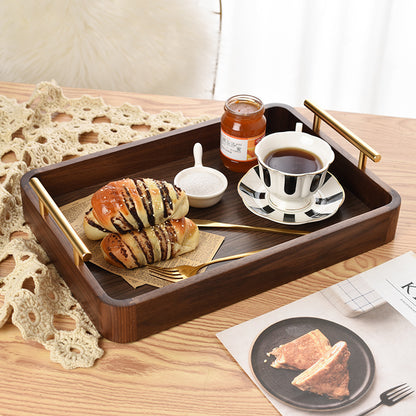Nuvallo Walnut Rectangular Wooden Tray – Handmade Solid Wood Serving Tray