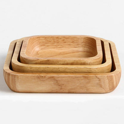 WoodSquare Japanese Rubber Wood Plate – Multi-Purpose Natural Serving Tray