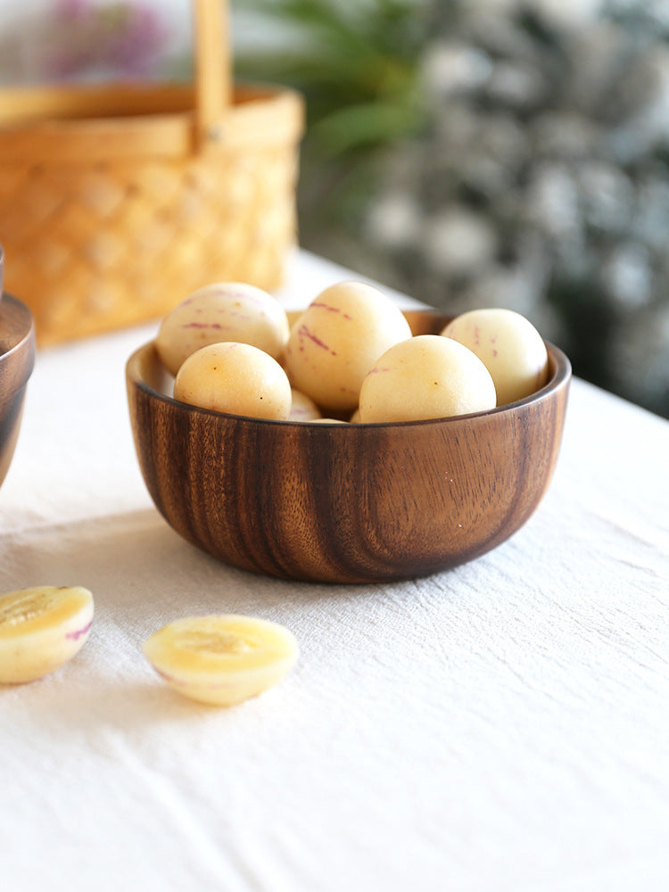 KiyomiCraft Japanese Natural Wooden Bowl – Handmade Food Container