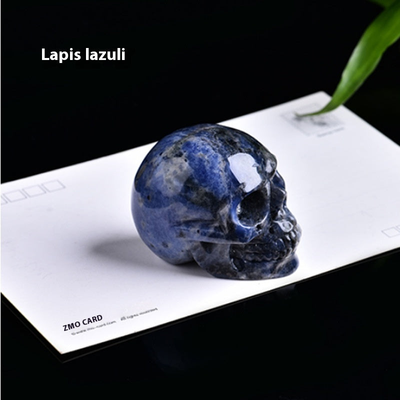 Natural Crystal Skull Semi-precious Stone Carving Crafts Ornaments