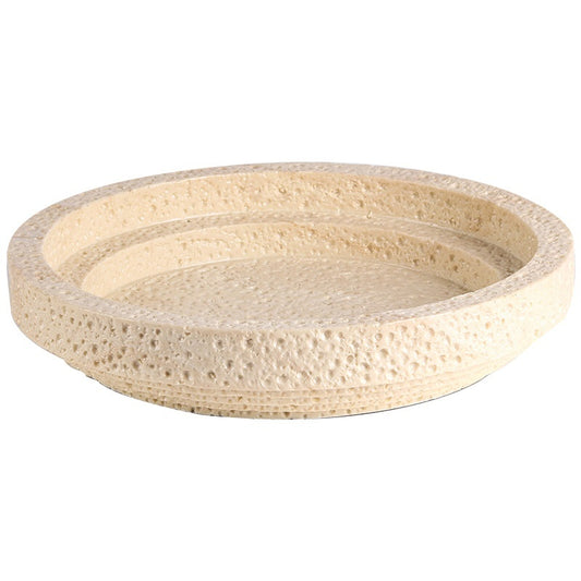 GeoStone Imitation Yellow Cave Stone Geometric Tray – Synthetic Resin Decorative Plate for Dining Table & Hallway