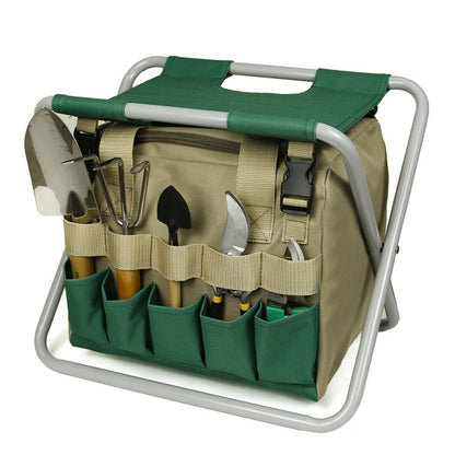 Garden Stool with Tool Tote – Folding, Portable Seat