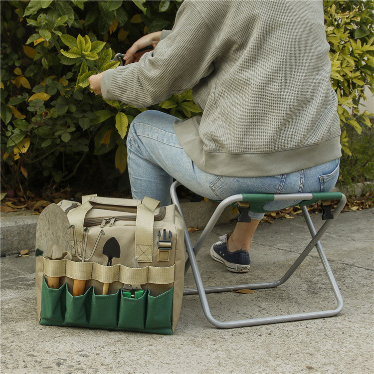 Garden Stool with Tool Tote – Folding, Portable Seat