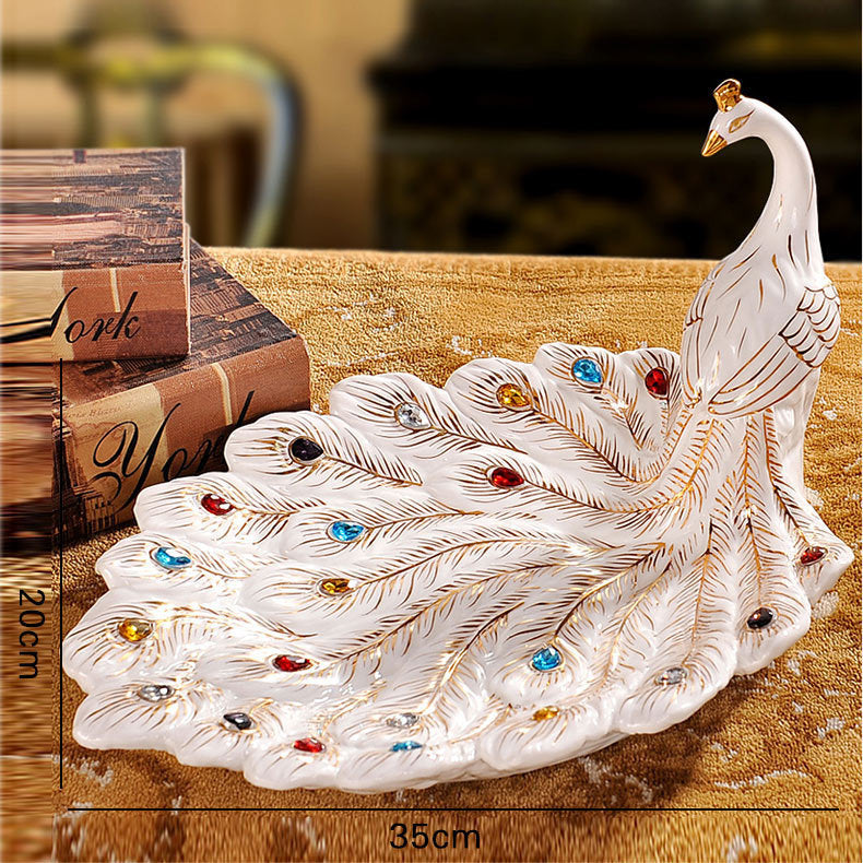 Regalia Home – Plate Peacock Creative Ceramic European Style Decoration Fruit Plate - Tavira Store | A Luxario Labs Ltd Brand. 
