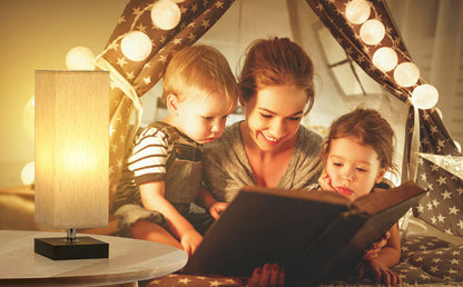 Modern  Square Cloth Covered Table Lamp