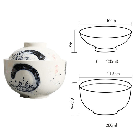 CeramiLux Ceramic Stew Pot Set – Soup Bowl with Bottom Plate, Cover & Spoon