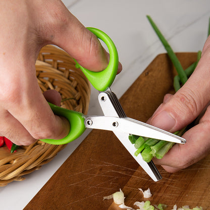 HerbiCut Multi-Layer Stainless Steel Kitchen Scissors – Quick Cutting Tool for Herbs, Onions, Seaweed & Spices