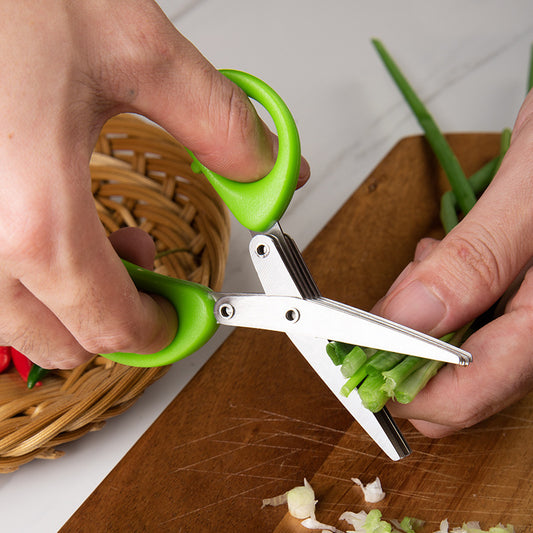 HerbiCut Multi-Layer Stainless Steel Kitchen Scissors – Quick Cutting Tool for Herbs, Onions, Seaweed & Spices