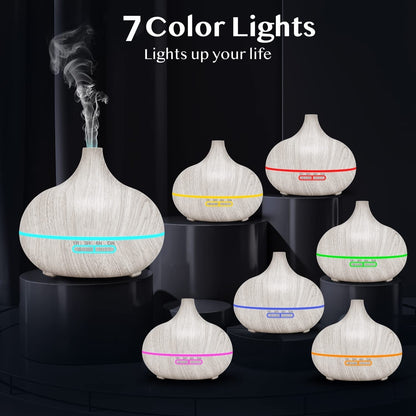 Elegant Ultrasonic Aromatherapy Diffuser – 550ml Oil Diffuser with 6 Pure Essential Oils & Auto Shut-Off for Home & Office