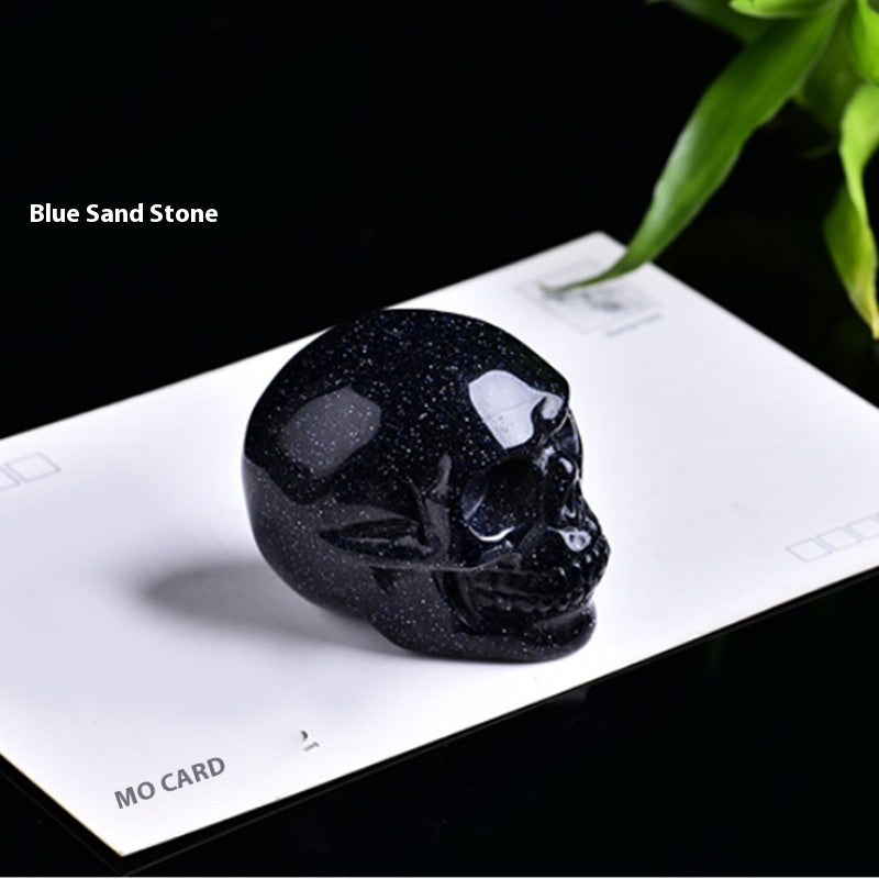 Natural Crystal Skull Semi-precious Stone Carving Crafts Ornaments