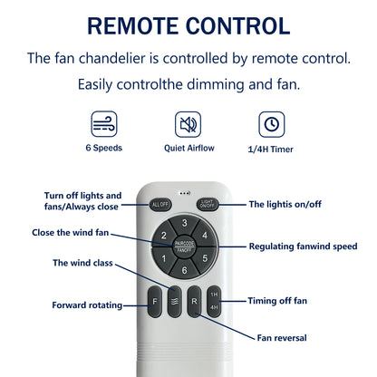 Luxury 6-Speed Remote Control Ceiling Fan with Lights