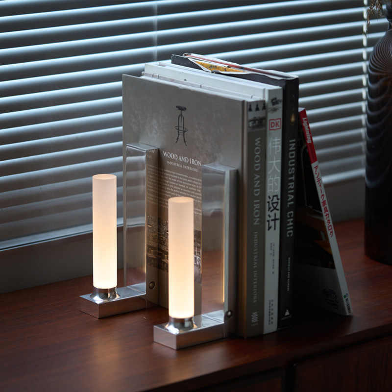Luminora Long-Life LED Table Lamp & Bookend – Polished Aluminum & Acrylic, Type-C Rechargeable