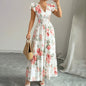 SunnyElegance Women’s Summer Maxi Dress – V Neck, Short Flutter Sleeve, Flowy A-Line Beach Vacation Long Dress
