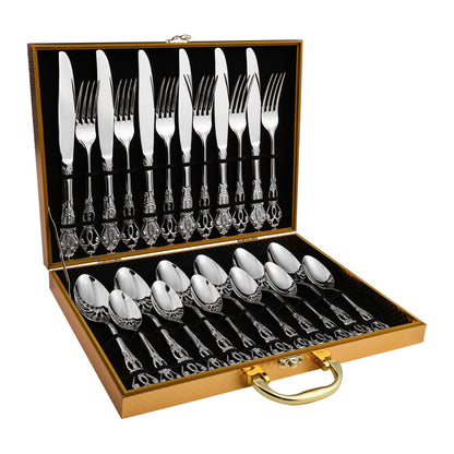 RegalWare Tableware Set – European Lux Classic Pattern Stainless Steel 24-Piece Set