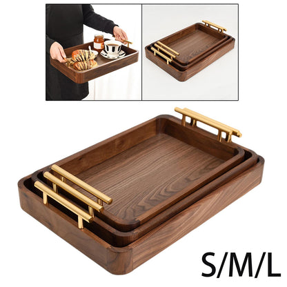 Nuvallo Walnut Rectangular Wooden Tray – Handmade Solid Wood Serving Tray