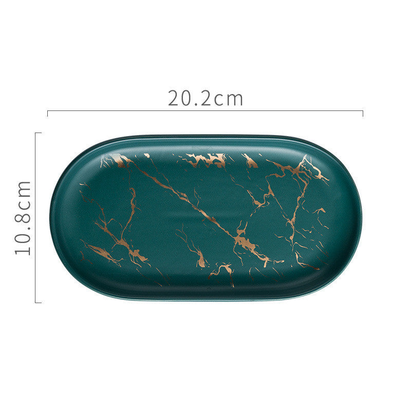 Aurelia Gold Leaf Patterned Oval Marble Tray - Tavira Store | A Luxario Labs Ltd Brand. 