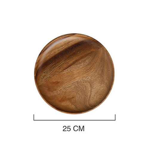 AcaciaCraft Wooden Snack Plate – Natural, Dark Brown