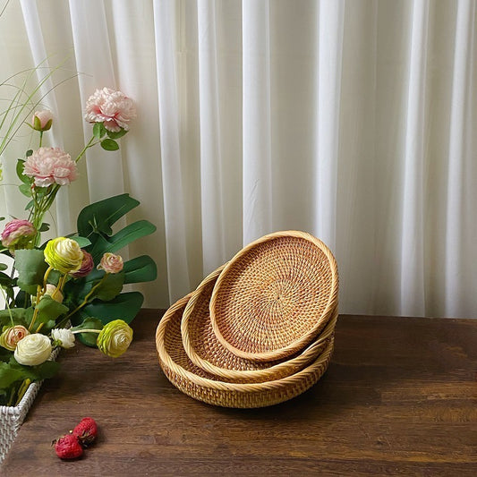Modern Bamboo Basket Coffee Fruit Plate