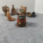 Handcrafted Sandalwood & Ebony Cat Figurines – Minimalist Wooden Animal Ornaments Collection