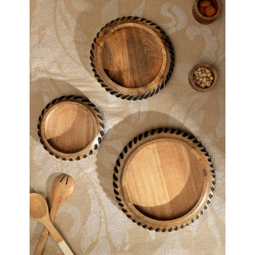 Dannel Edwin Handmade Wooden Bowl with Black Filler – Rustic Mango Wood Elegance