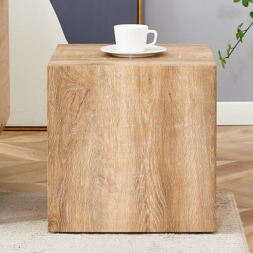 Woodform Square Coffee Table – Modern MDF Light Wood Texture, Minimalist Design, Ready-to-Use