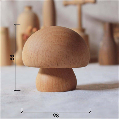 MushGlow Solid Wood Mushroom-Shaped Rechargeable Night Light – Push Control Wooden LED Lamp