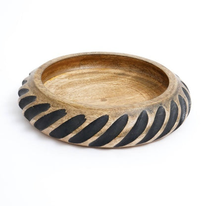 Dannel Edwin Handmade Wooden Bowl with Black Filler – Rustic Mango Wood Elegance