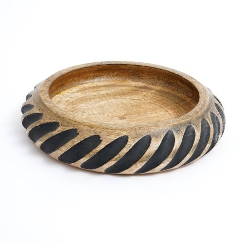 Dannel Edwin Handmade Wooden Bowl with Black Filler – Rustic Mango Wood Elegance