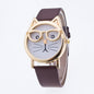 Quartz Core  Gold Cat Face Watch – Cute Glasses Design Wristwatch