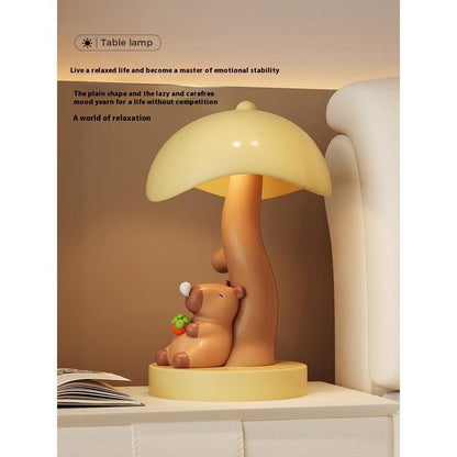 Capabala Cute Khaki Resin Table Lamp – Handmade Bedroom & Desktop Decorative Ornament