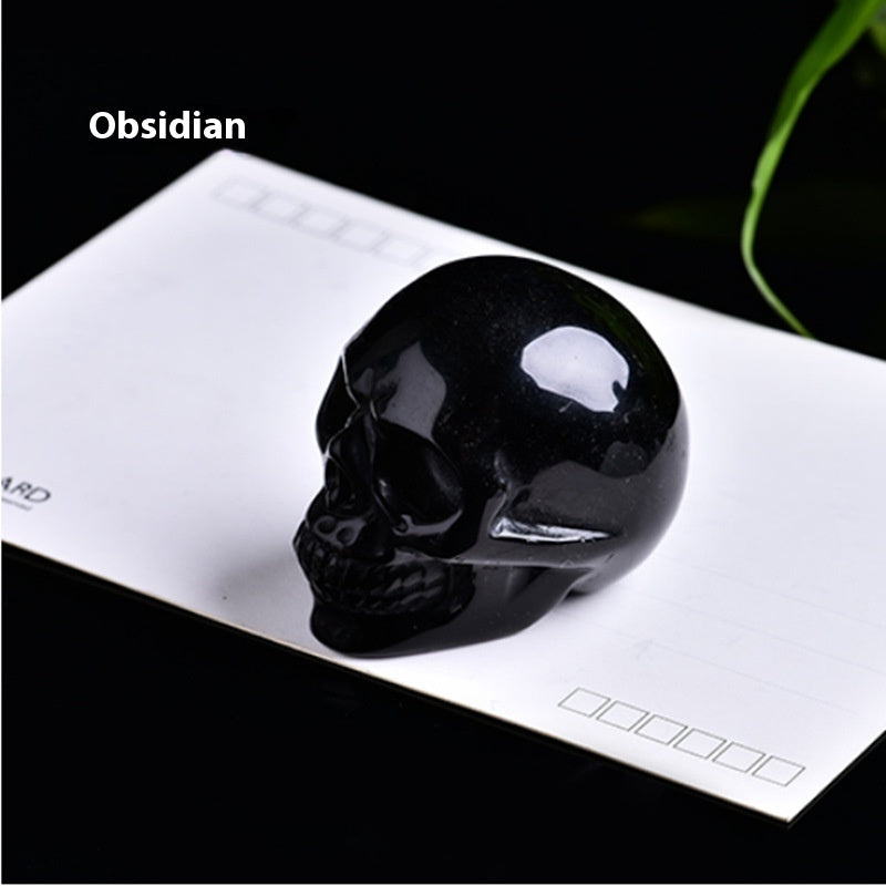 Natural Crystal Skull Semi-precious Stone Carving Crafts Ornaments