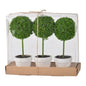 Verdantia Mini Faux Potted Boxwood Topiaries – Set of 3 Decorative Indoor Green Plants
