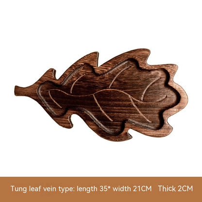 Aokami Japanese Leaf-Shaped Wooden Tray