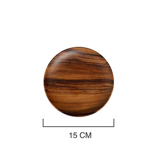 AcaciaCraft Wooden Snack Plate – Natural, Dark Brown