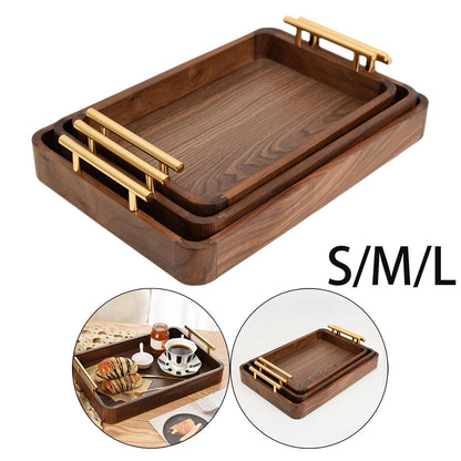 Nuvallo Walnut Rectangular Wooden Tray – Handmade Solid Wood Serving Tray