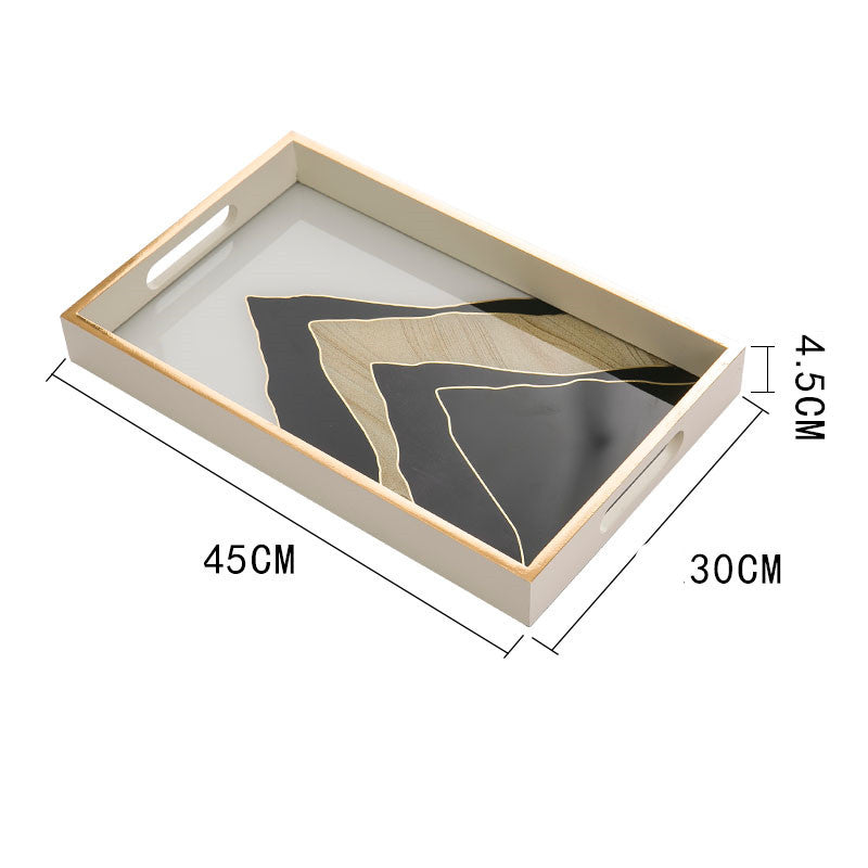 LuxeCraft Agate Stone Pattern Glass Tray – Handmade Decorative Wood & Glass Tray