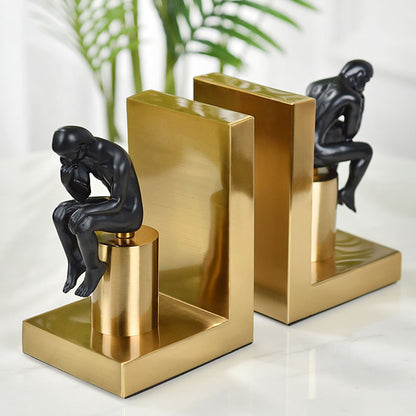 Orvian The Thinker Bookend – Electroplated Metal Geometric Ornament