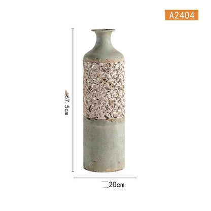 Artisano Pastoral Electroplated Metal Floor Vase – Retro Decorative Spray-Painted Vase for Flower Arrangements & Home Decor