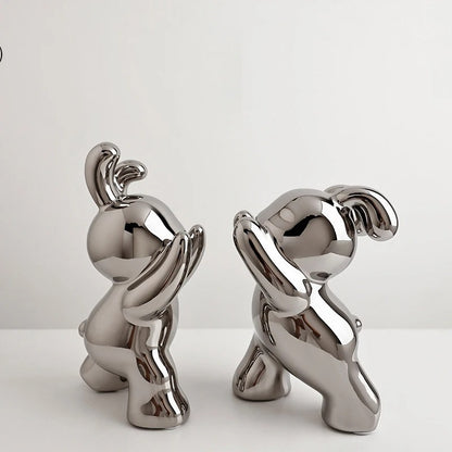 Veloria Designer Ceramic Rabbit Bookend – Cute Style Porcelain Decoration