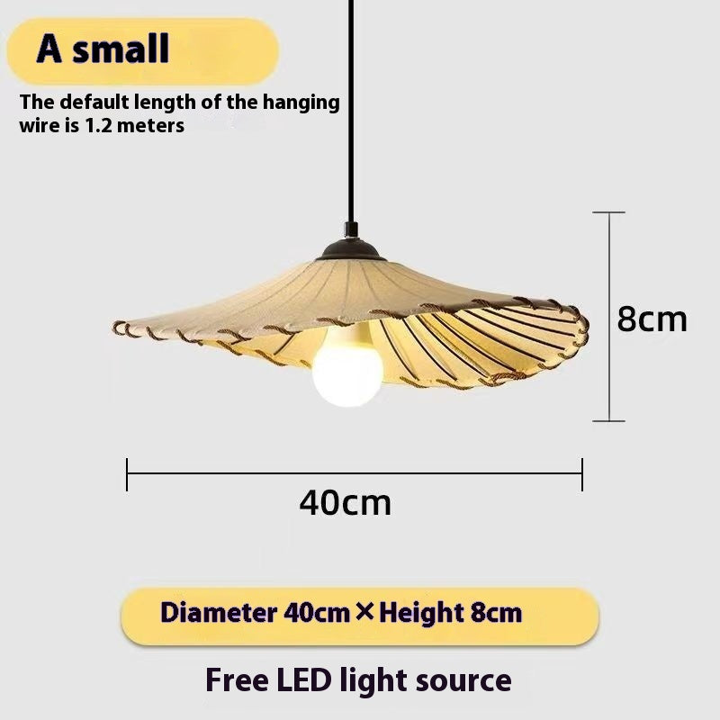 Japanese Lotus Pendant Lamp – Creative Straw Hat Design, Warm Light Ceiling Light for Restaurant, Tea Room & Bedroo.